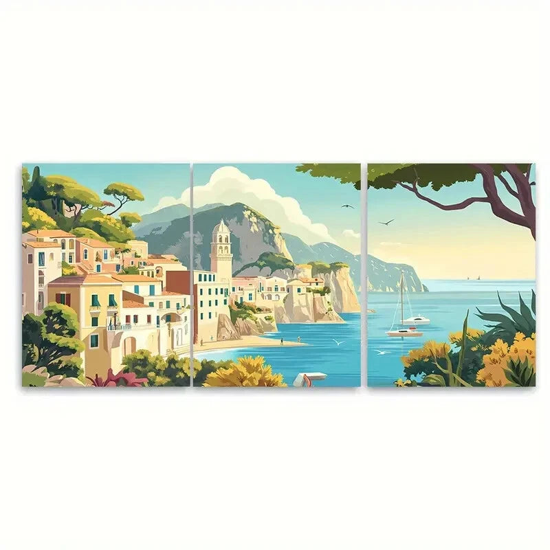 3pcs Capri Italy Travel Poster Wall Decor Metal Print Ready to Hang Art
