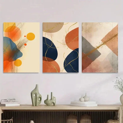 3pcs Abstract Geometric Vibrant Modern Art Set Canvas Unframed - High Quality Print 100% Australian Made Wall Canvas