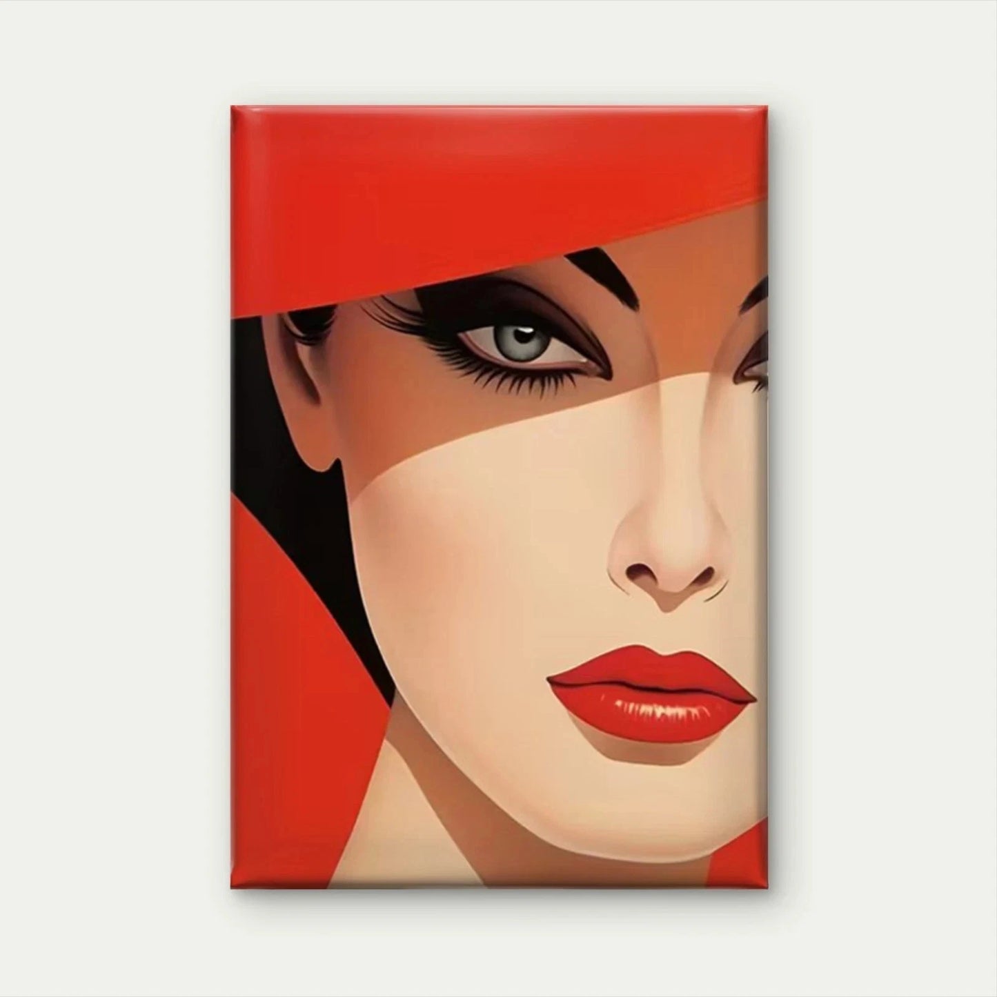 Abstract Red-Rimmed Alluring Eyes Design 40x60cm Metal Print Ready to Hang