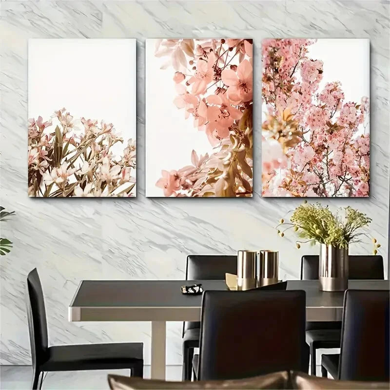 3pcs Decor Cherry Blossom Decor Pink Cherry BlossomMetal Print Ready to Hang Art