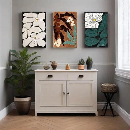3pcs Modern Neutral Aesthetic Botanical Abstract Metal Print Ready to Hang Art