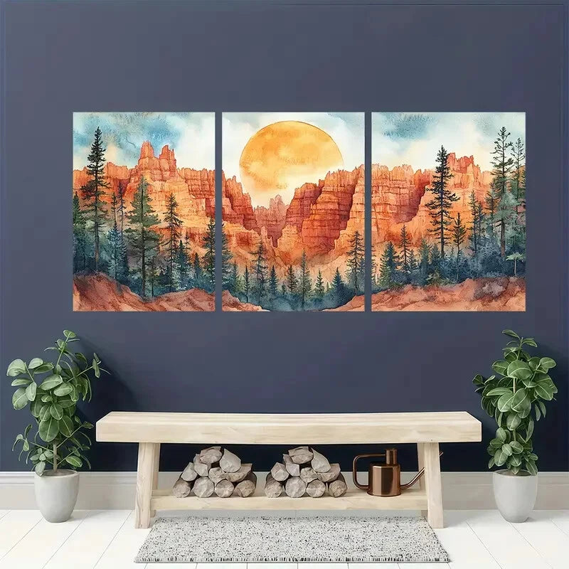 3pcs Bryce Canyon Painting National Park Metal Print Ready to Hang Art