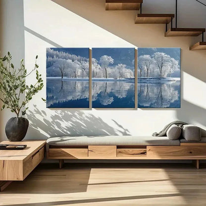 3pcs inter Wonderland Snowy Trees Landscape Metal Print Ready to Hang Art