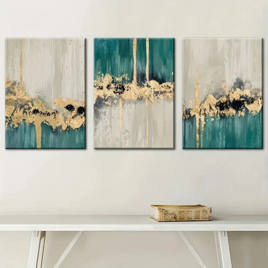 3pcs Modern Abstract Art in a Light Luxury Style Metal Print Ready to Hang Art