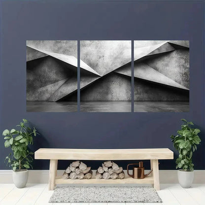 3pcs Abstract Geometric Black and White Design Metal Print Ready to Hang Art