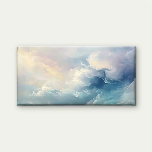 Blue Green Clouds Wall Art Canvas Office Home Room Framed 120x60cm