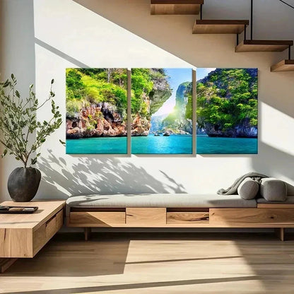 3pcs Lake and Mountain Valley Modern Wall Art Set Canvas Framed 40x60cm - High Quality Print 100% Australian Made Wall Canvas Ready to Hang