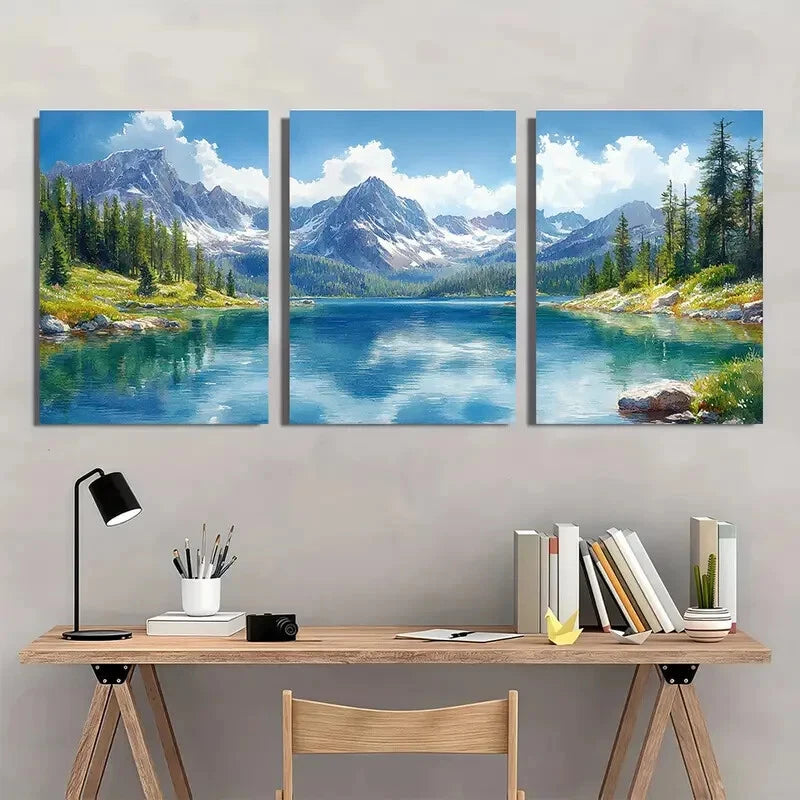 3pcs Mountain Lake Landscape National Park Scenes Metal Print Ready to Hang Art