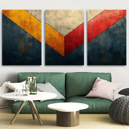 3pcs Vibrant Color Block Design Metal Print Ready to Hang Art