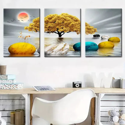 3pcs Water Surface Marble Canvas Framed 60x90cm - High Quality Print 100% Australian Made Wall Canvas Ready to Hang