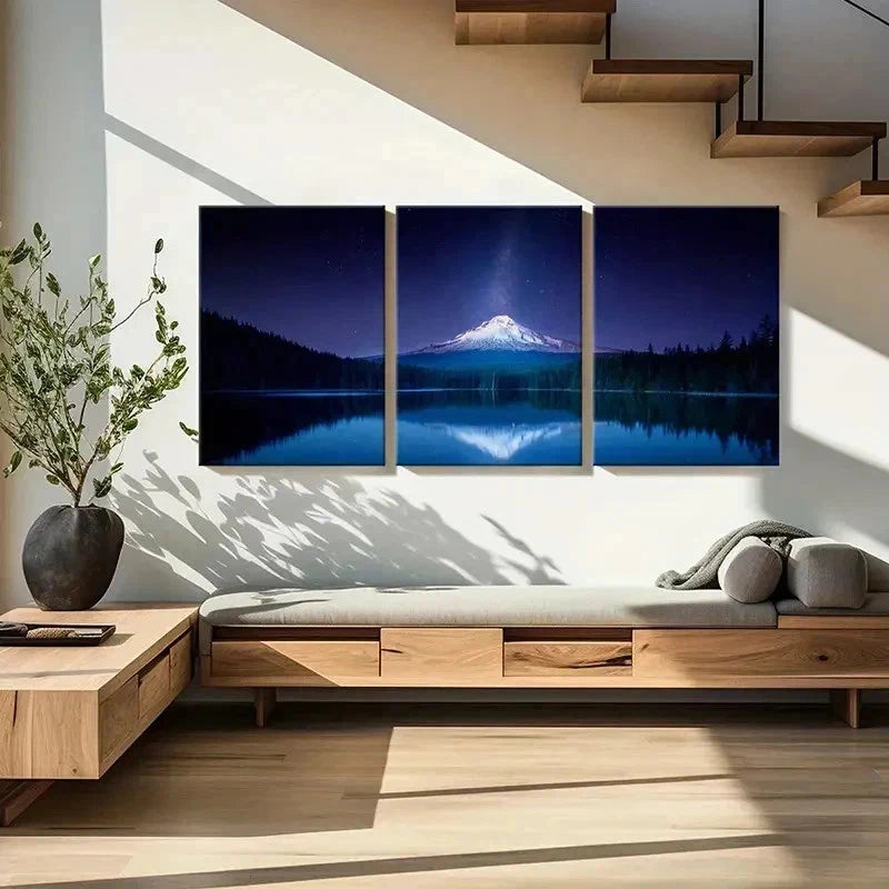 3pcs Snow Mountain Milky Way Lake Wall Art Set Canvas Framed 40x60cm - High Quality Print 100% Australian Made Wall Canvas Ready to Hang