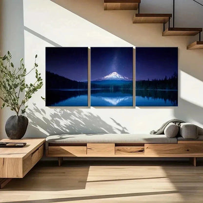 3pcs Snow Mountain Milky Way Lake Wall Art Set Canvas Framed 40x60cm - High Quality Print 100% Australian Made Wall Canvas Ready to Hang