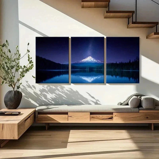 3pcs Snow Mountain Milky Way Lake Wall Art Set Canvas Framed 40x60cm - High Quality Print 100% Australian Made Wall Canvas Ready to Hang