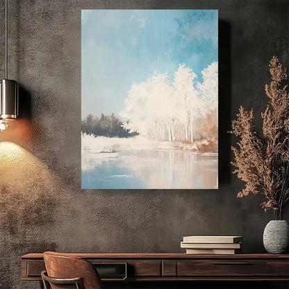 Beautiful Winter Wonderland Landscape Painting 40x60cm Metal Print Ready to Hang