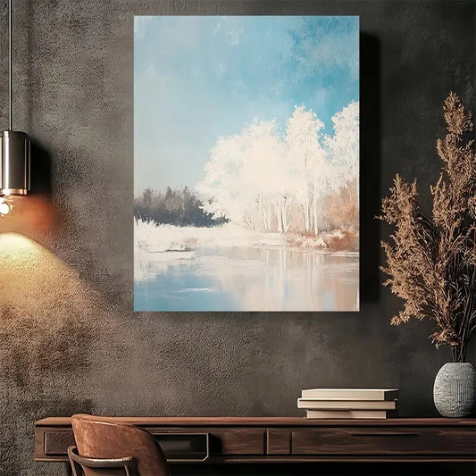 Beautiful Winter Wonderland Landscape Painting 40x60cm Metal Print Ready to Hang