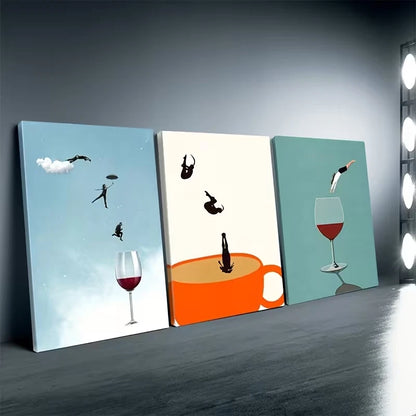 3pcs Featuring Drinks Wall Art Set Canvas Framed 40x60cm - High Quality Print 100% Australian Made Wall Canvas Ready to Hang