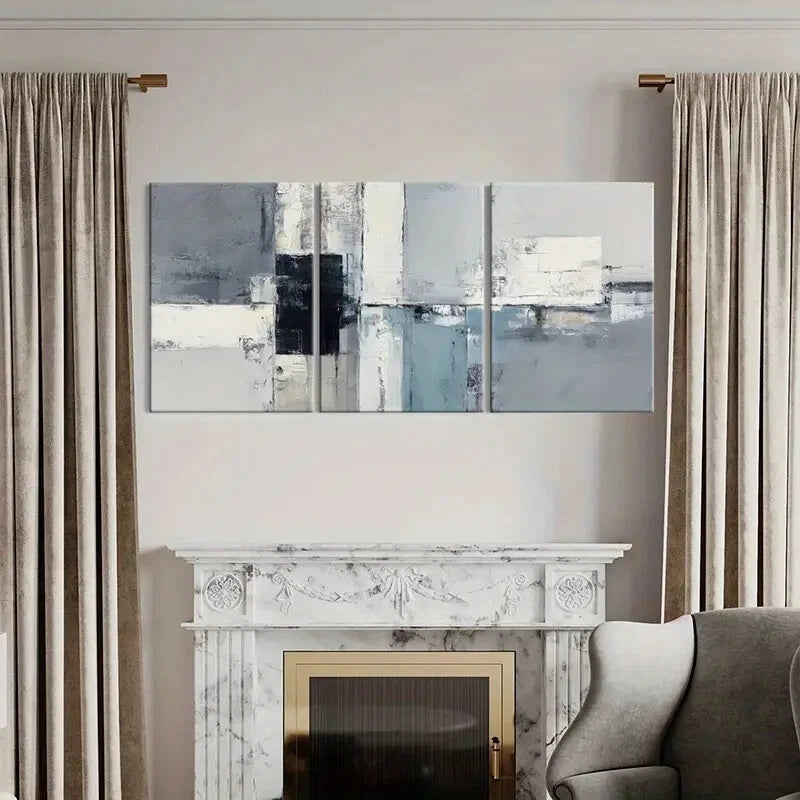 3pcs Geometric Design Monochrome Palette Texture Metal Print Ready to Hang Art