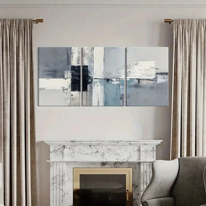 3pcs Geometric Design Monochrome Palette Texture Metal Print Ready to Hang Art