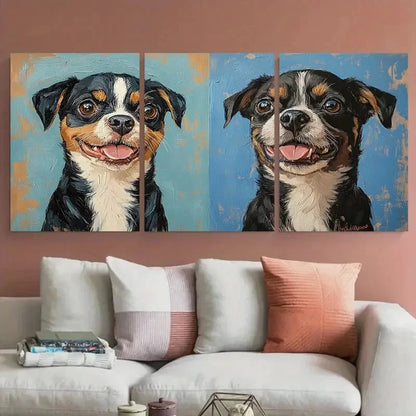 3pcs PEEKABOO Pet Portrait Illustration Metal Print Ready to Hang Art