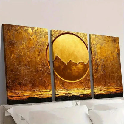 3pcs Original Golden Circle Wall Art Set Canvas Unframed - High Quality Print 100% Australian Made Wall Canvas