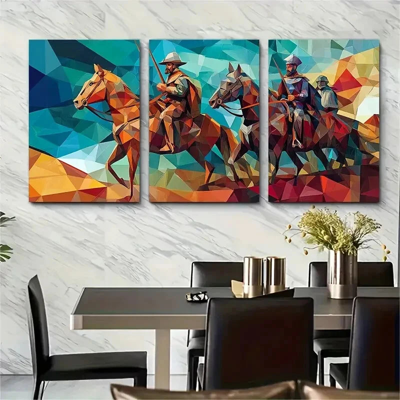 3pcs Don Quixote Illustration Pinus Radiata Metal Print Ready to Hang Art