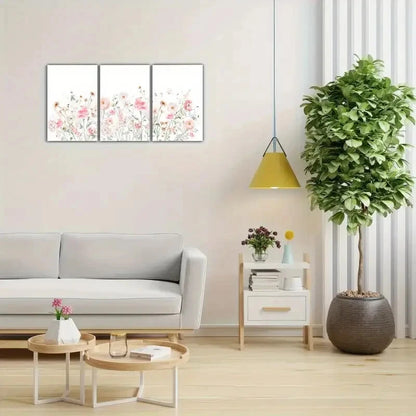 3pcs Florals Boho Prints Wildflower Wall Art Metal Print Ready to Hang Art