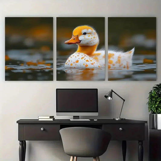 3pcs White Duck Farm Bird Illustration Metal Print Ready to Hang Art