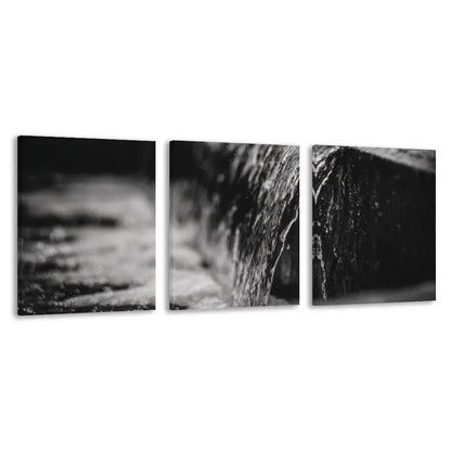 3pcs Black and White Urban Water Feature Wall Art Set Canvas Framed 50x70cm - High Quality Print 100% Australian Made Wall Canvas Ready to Hang