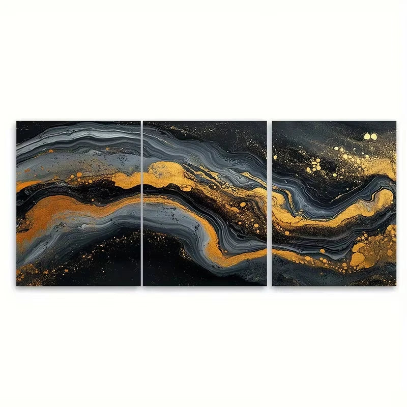 3pcs Elegant Marbled Abstract Metal Print Ready to Hang Art
