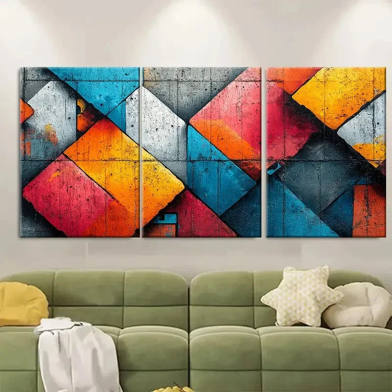 3pcs Abstract Street Art Print RO Wall Art Set Canvas Framed 60x90cm - High Quality Print 100% Australian Made Wall Canvas Ready to Hang