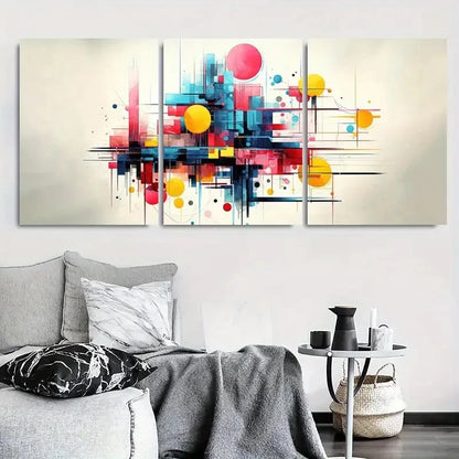 3pcs Geometric Vibrant Colorful Shapes Metal Print Ready to Hang Art
