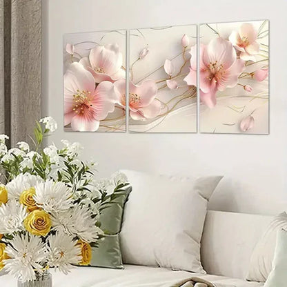 3pcs Pink Floral Painting Wall Art Set Canvas Unframed - High Quality Print 100% Australian Made Wall Canvas