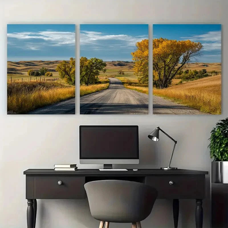 3pcs Scenic Nebraska Midwestern Travel Wall Art Set Canvas Framed 50x70cm - High Quality Print 100% Australian Made Wall Canvas Ready to Hang