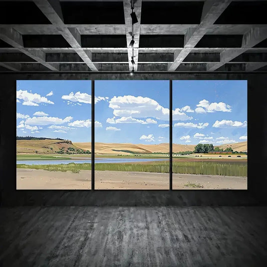 3pcs Serene Grassland and Herd Scenery Metal Print Ready to Hang Art