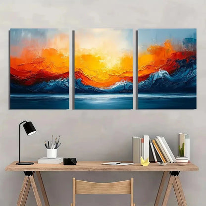 3pcs Multi Color Modern Abstract Painting Wall Art Set Canvas Framed 40x60cm - High Quality Print 100% Australian Made Wall Canvas Ready to Hang