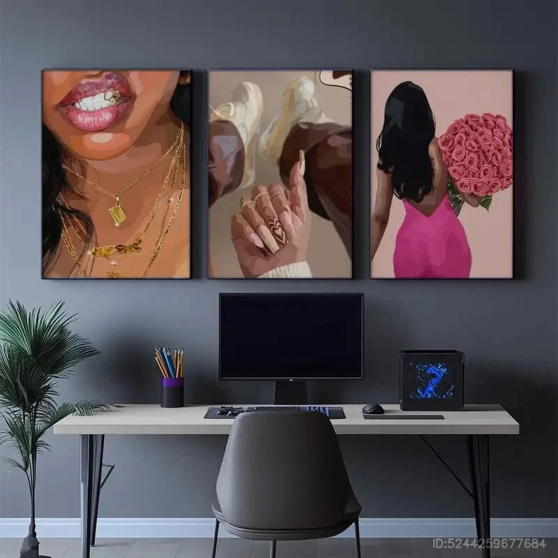 3pcs Aesthetics Fashion Luxury Art Poster Abstract Metal Print Ready to Hang