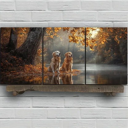 3pcs Dogs by The Forest Lake Metal Print Ready to Hang Art
