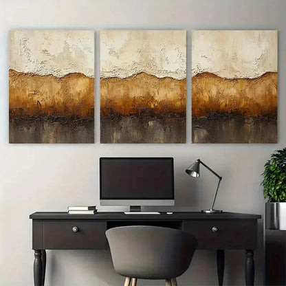 3pcs Vertical Abstract Earth Tone Illustration Metal Print Ready to Hang Art