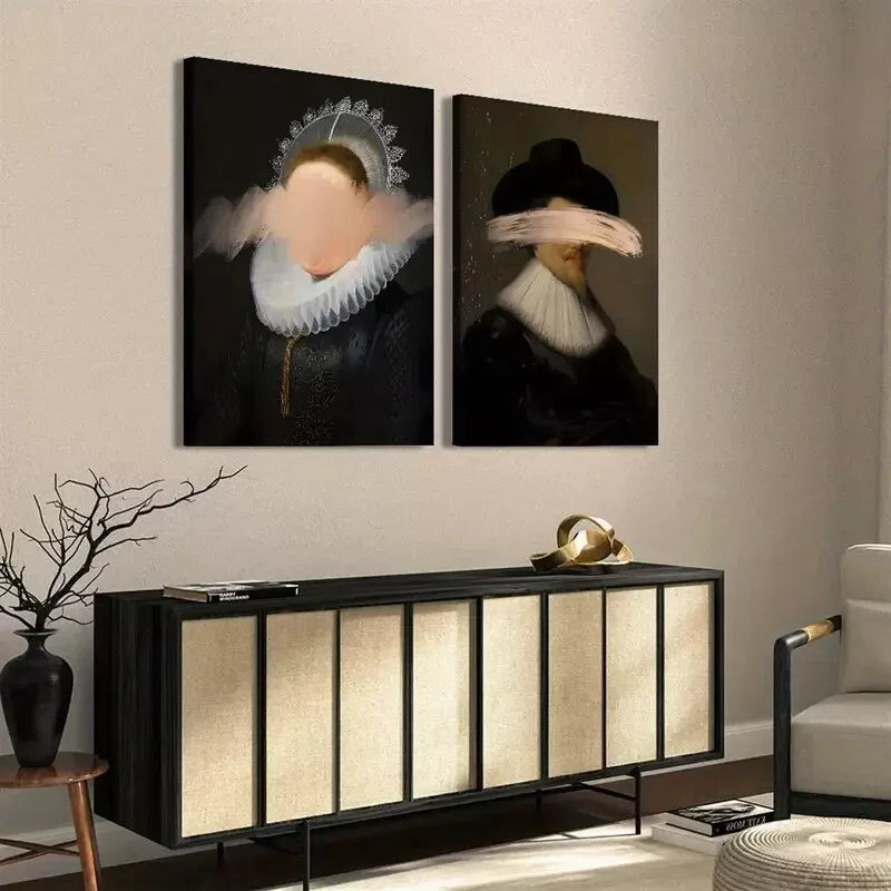 2pcs Dark Academy, Baroque Paintings, Altered Art, Renaissance Canvas Framed 50x75cm - High Quality Print 100% Australian Made Wall Canvas Ready to Hang