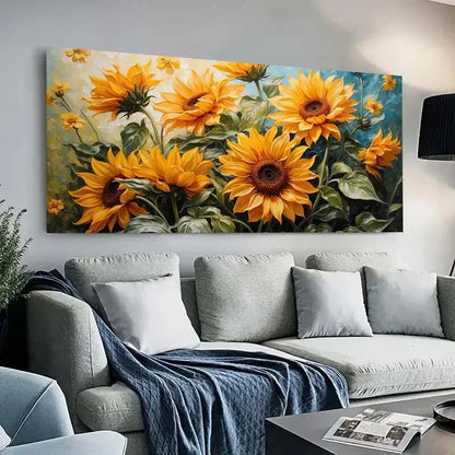 Vibrant Sunflower Flowers  Wall Art wall canvas office home room framed 120x60cm