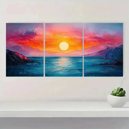 3pcs Colorful Abstract Landscape Painting Metal Print Ready to Hang Art