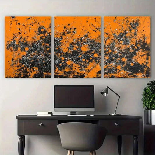 3pcs Jackson Pollock Abstract Painting Design Wall Art Set Canvas Framed 60x90cm - High Quality Print 100% Australian Made Wall Canvas Ready to Hang