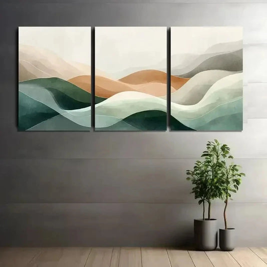 3pcs Abstract Watercolor Landscape Poster Metal Print Ready to Hang Art