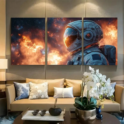 3pcs Vibrant Astronaut Metal Print Ready to Hang Art