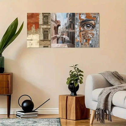 3pcs Vintage Architecture Design Metal Print Ready to Hang Art