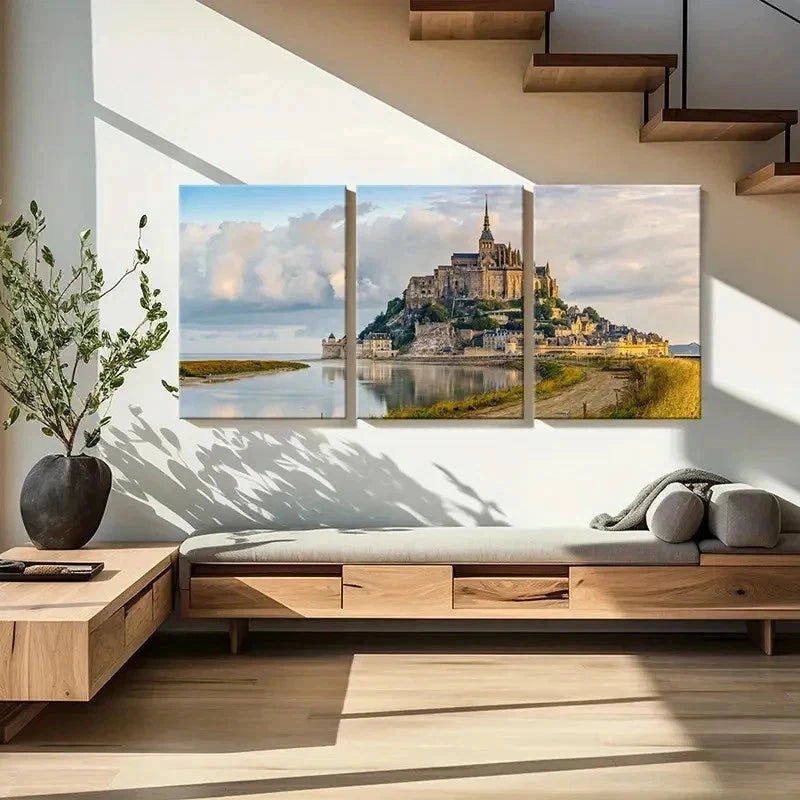 3pcs European Architecture Castles Wall Art Set Canvas Framed 40x60cm - High Quality Print 100% Australian Made Wall Canvas Ready to Hang