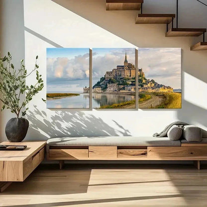 3pcs European Architecture Castles Wall Art Set Canvas Framed 40x60cm - High Quality Print 100% Australian Made Wall Canvas Ready to Hang