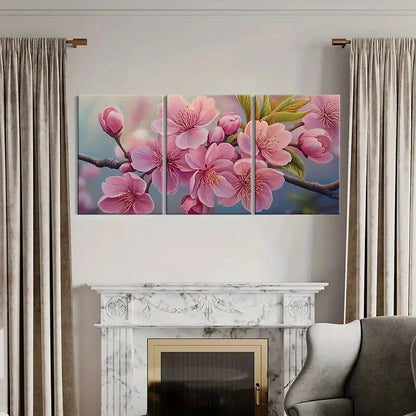 3pcs Pink Blossoms Flowers Spring Nature Metal Print Ready to Hang Art