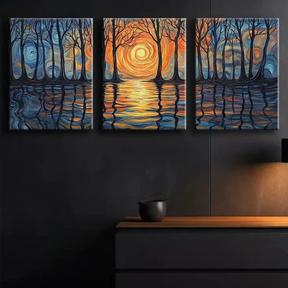 3pcs Abstract Ripple Reflections Shine Nature Wall Art Set Canvas Unframed - High Quality Print 100% Australian Made Wall Canvas