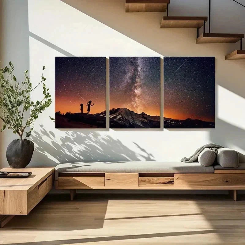 3pcs Classic Cartoon Art Starry Sky Wall Art Set Canvas Framed 40x60cm - High Quality Print 100% Australian Made Wall Canvas Ready to Hang